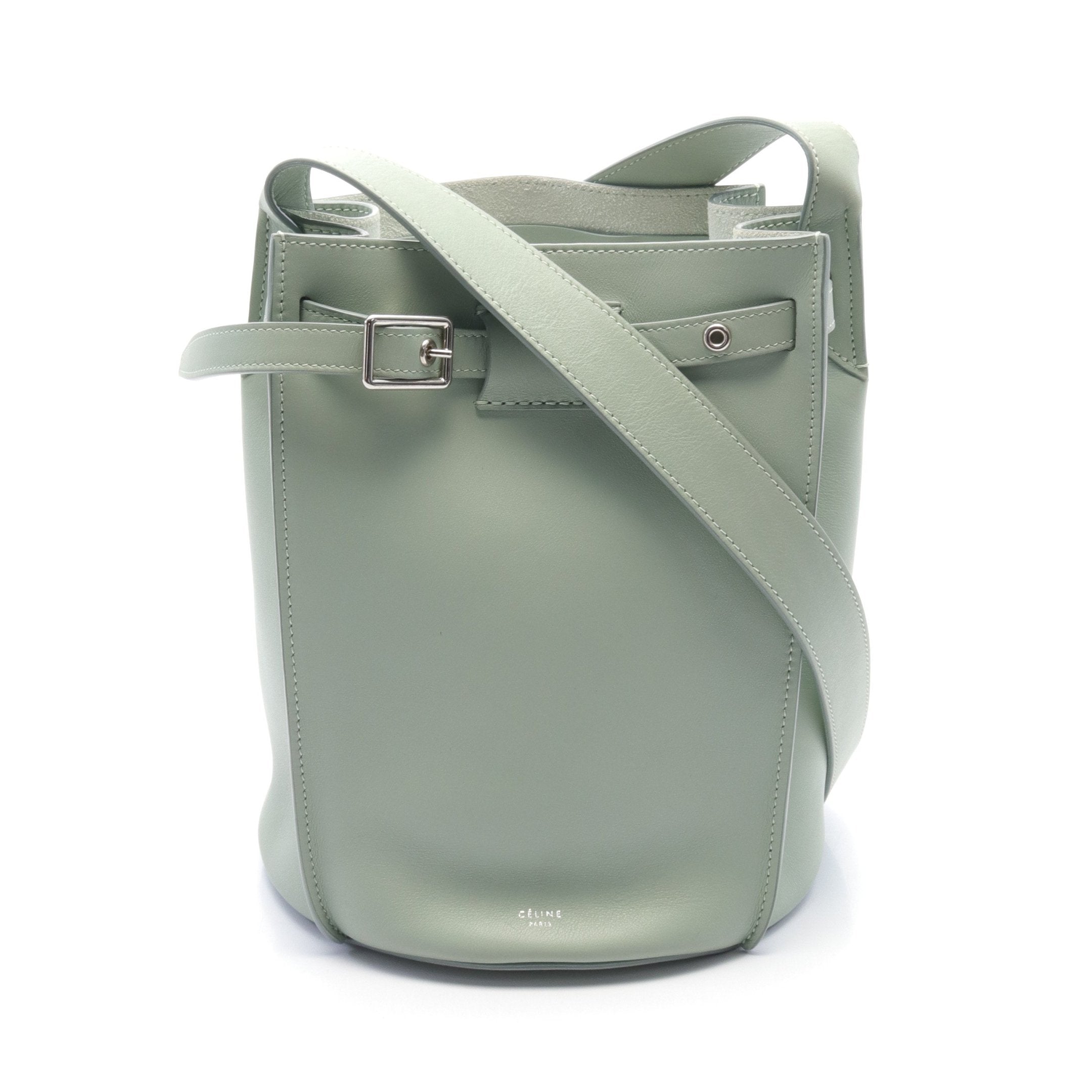 Vintage Celine Big Bag Bucket Nano Leather Handbag Green