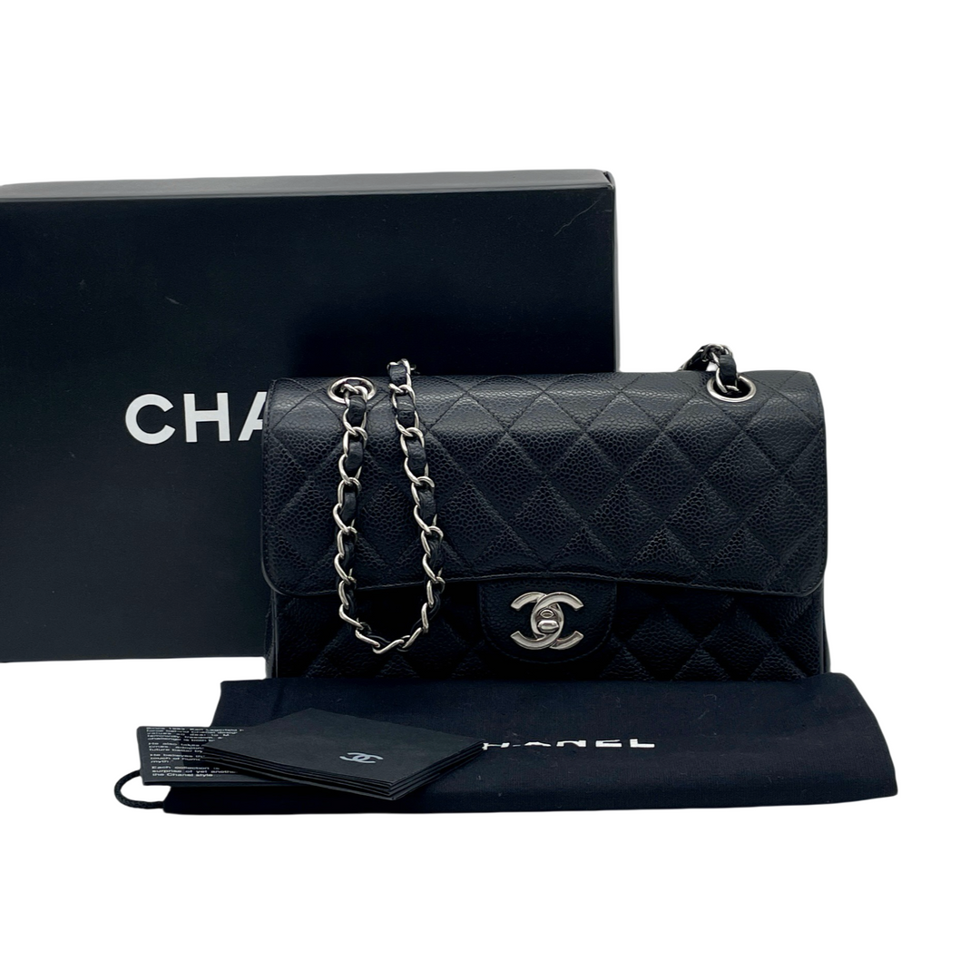 Vintage Chanel Classic Flap Caviar Skin 25Cm Black/Silver